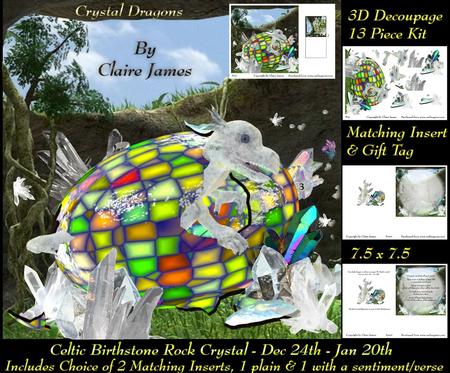 Celtic Birthstone Baby Dragon Dec 24-jan 20 Insert X2 + Tag