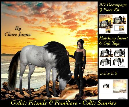 Gothic Friends & Familiars Celtic Sunset Kit for 6 x 6 +tags