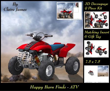 Happy Barn Finds - Atv Quad Fun 3D Decoupage, Tag & Insert