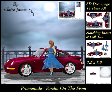 Promenade - Porcha on Prom Red 3D Decoupage Insert & Tag