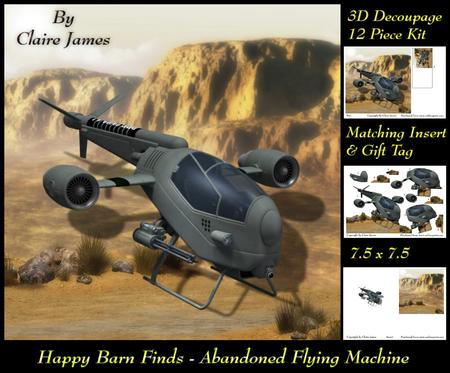 Happy Barn Finds - Dragonfly Aircraft Decoupage Insert & Tag