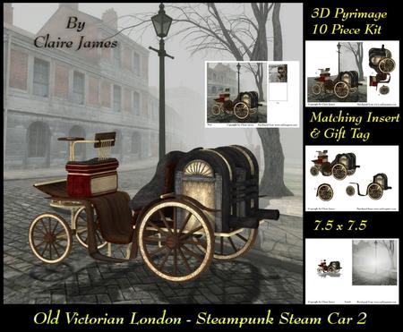 Old London - Steampunk Steam Car 2 Insert & Tag
