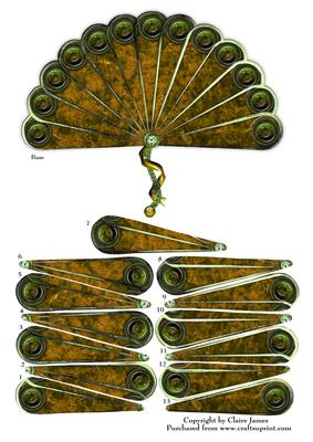 Steampunk Hand Fan Brass Crushed Velvet 3D Decoupage