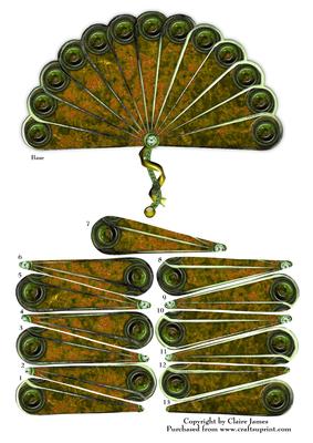Steampunk Hand Fan Copper Crushed Velvet 3D Decoupage