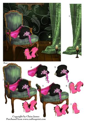 Pinky Boots! for the Love of Shoes 3D Decoupage