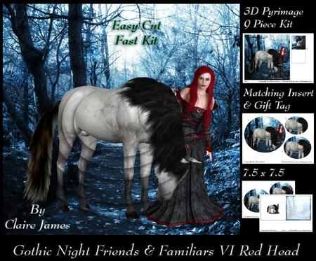 Gothic Friens & Familiars 7 Red Head Pyrimage + Insert & Tag
