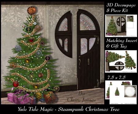Yule Tide Magic - Steampunk Christmas Tree Decoupage +