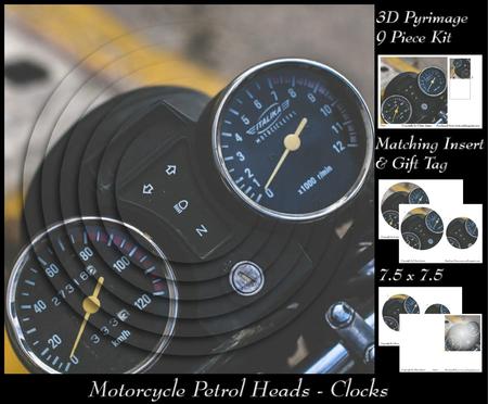 Motorcycle Petrol Heads - Bike Clocks Pyrimage +insert & Tag