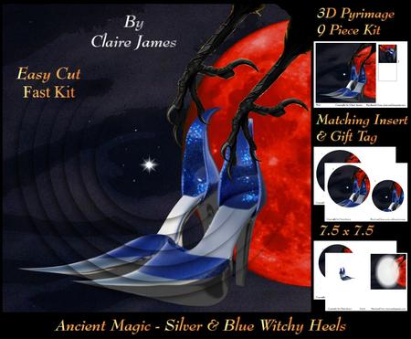 Ancient Magic - Silver & Blue Witchy Heels Pyrimage + Tag +