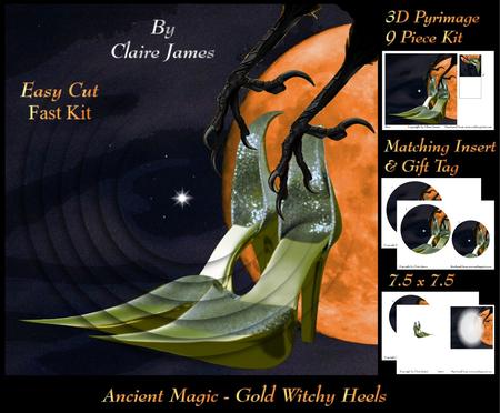 Ancient Magic - Gold Witchy Heels 3D Pyrimage + Insert & Tag
