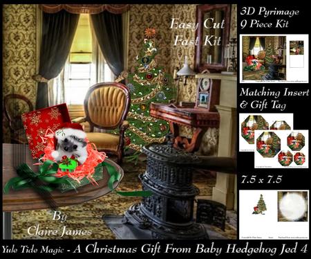 Yule Tide Magic - a Gift from Baby Hedgehog Jed 4 Kit + Tag+