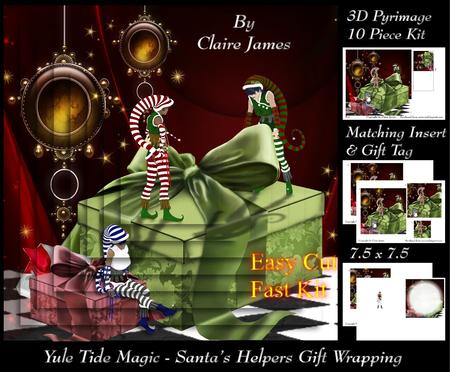 Yule Tide Magic - Santas Helpers Gift Wrapping +insert & Tag