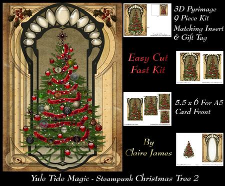 Yule Tide Magic - Steampunk Christmas Tree 14 + Insert & Tag