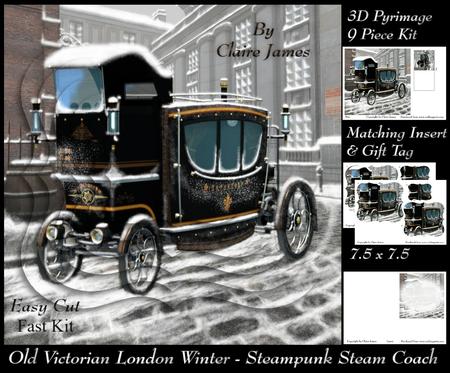 Old Victorian London-winter-steampunk Vintage Steam Coach +