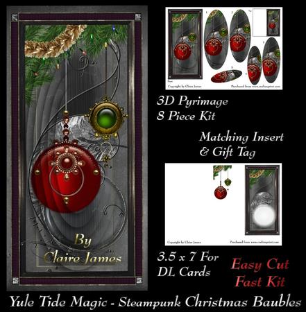 Yule Tide Magic - Steampunk Christmas Tree 14 +insert & Tag