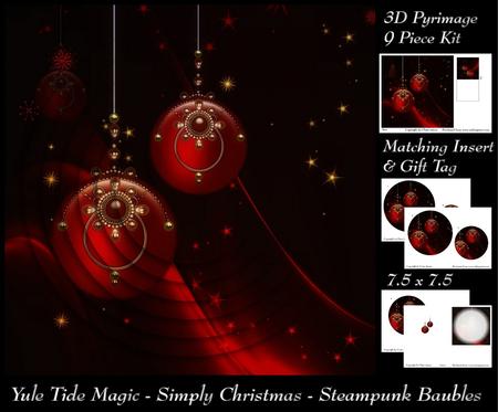 Yule Tide Magic - Simply Christmas Steampunk Baubles + Tag +