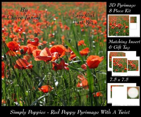 Simply Poppies - Red Poppy Pyrimage/pyramid with a Twist  + Insert & Tag