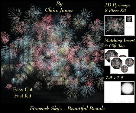 Firework Skys - Beautiful Sparkling Pastals Pyrimage/pyramid + Insert & Tag