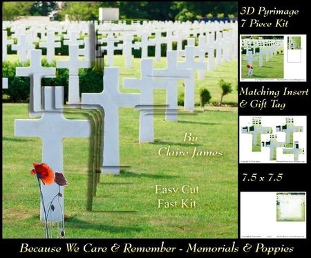Because We Care & Remember - Memorials+poppies Cross Pyramid