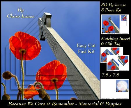 Because We Care & Rememer - Memorial & Poppies Pyrimage/pyramid + Insert & Tag