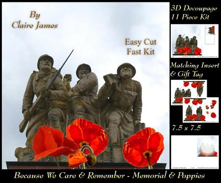Because We Care & Rememer - Memorial & Poppies 2 Insert+ta