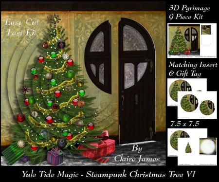Yule Tide Magic - Steampunk Christmas Tree 7 Pyrimage/pyramid + Insert & Tag