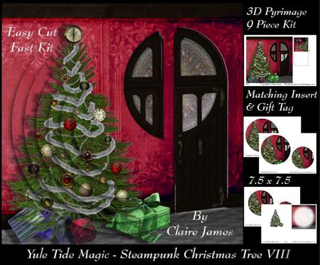 Yule Tide Magic - Steampunk Christmas Tree 8 Pyrimage/pyramid + Insert & Tag