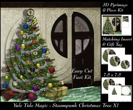 Yule Tide Magic - Steampunk Christmas Tree 11 Pyrimage/pyramid + Insert & Tag