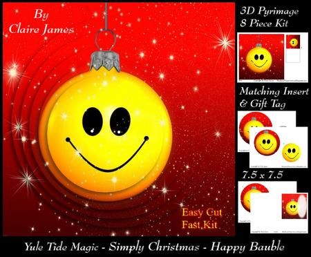 Yule Tide Magic - Steampunk Christmas Happy Bauble Pyrimage/pyramid + Insert & Tag