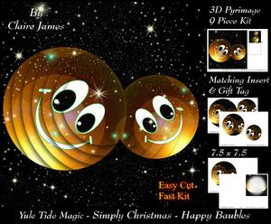 Yule Tide Magic - Steampunk Christmas Happy Baubles Pyrimage/pyramid + Insert & Tag