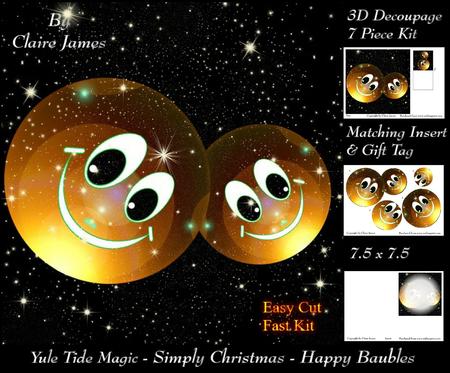 Yule Tide Magic-steampunk Christmas Happy Baubles Insert+tag