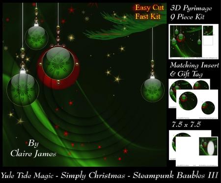 Yule Tide Magic-steampunk Christmas Baubles 3 Pyrimage +tag+