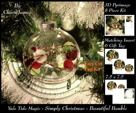 Yule Tide Magic-simply Christmas Beautiful Bauble Insert+tag