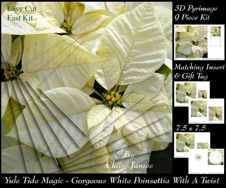 Yule Tide Magic-gorgeous White Poinsettia Pyrimid with Twist