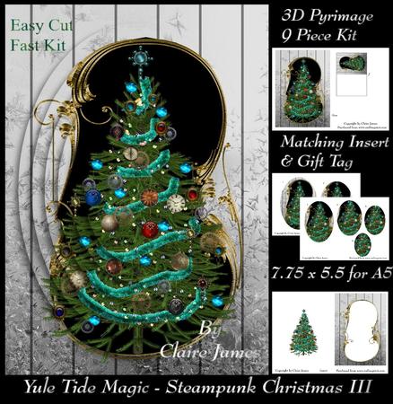 Yule Tide Magic - Steampunk Christmas 3 + Insert & Tag
