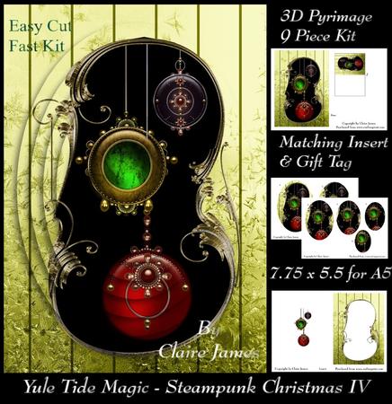 Yule Tide Magic - Steampunk Christmas 4 + Insert & Tag