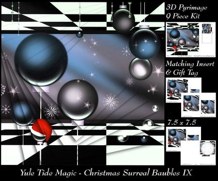 Yule Tide Magic - Christmas Surreal Baubles 9 Pyrimage/pyramid + Insert & Tag