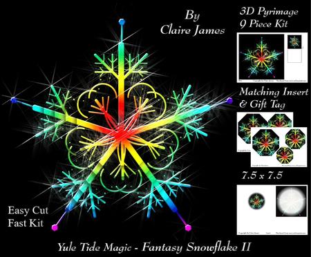 Yule Tide Magic - Fantasy Snowflake 2 + Insert & Tag