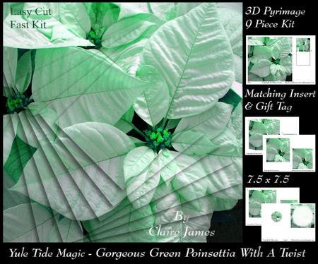 Yule Tide Magic-gorgeous Green Poinsettia Pyrimid with Twist