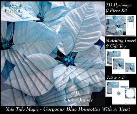 Yule Tide Magic-gorgeous Blue Poinsettia Pyrimid with Twist
