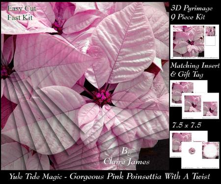 Yule Tide Magic-gorgeous Pink Poinsettia Pyrimid with Twist