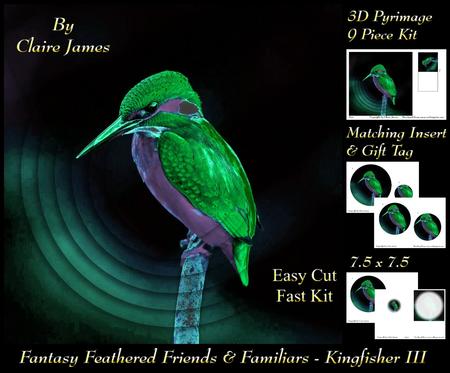 Feathered Friends & Familiars - Fantasy Kingfisher 3 + Tag +
