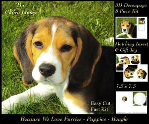 Furry Friends & Familiars - Puppies - Beagle Decoupage +tag