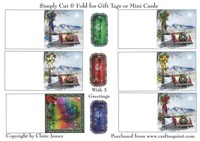 Yule Tide Magic - Simple Cut & Fold Gift Tags + Greeting