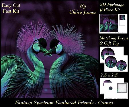 Fantasy Spectrum - Birds - Beautiful Cranes Heart + Tag +