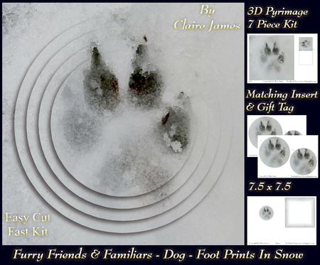 Furry Friends & Familiars - Foot Prints in the Snow + Tag +