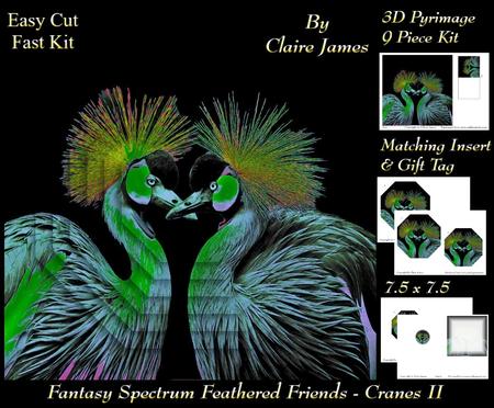Fantasy Spectrum - Birds - Beautiful Cranes Heart 2 + Tag +