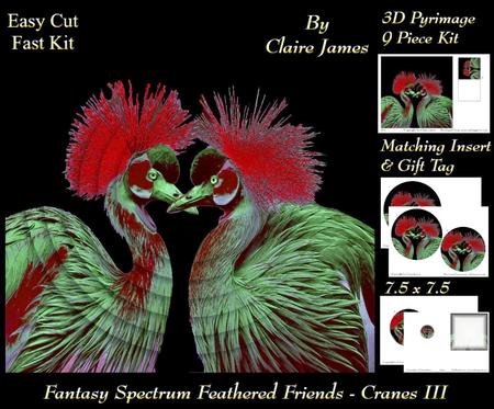 Fantasy Spectrum - Birds - Beautiful Cranes Heart 3 + Tag +