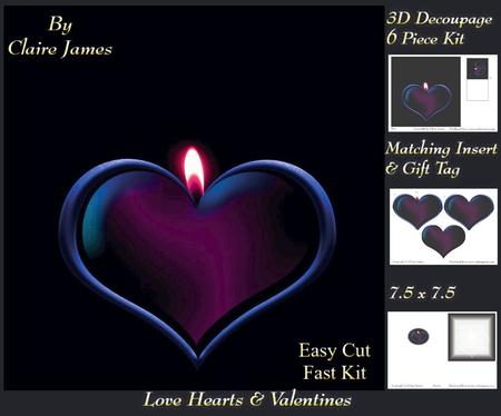 Love Hearts & Valentines - Hearts 2 Blue + Insert & Tag