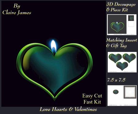 Love Hearts & Valentines - Hearts 2 Green + Insert & Tag